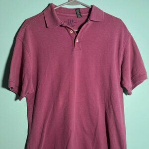 GAP Polo Shirt Mens Size Medium Ruby Red Short Sleeve